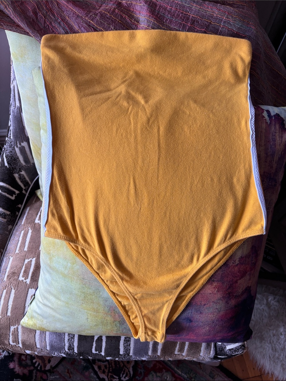 Ambiance Mustard Yellow Bodysuit with White Side Trim